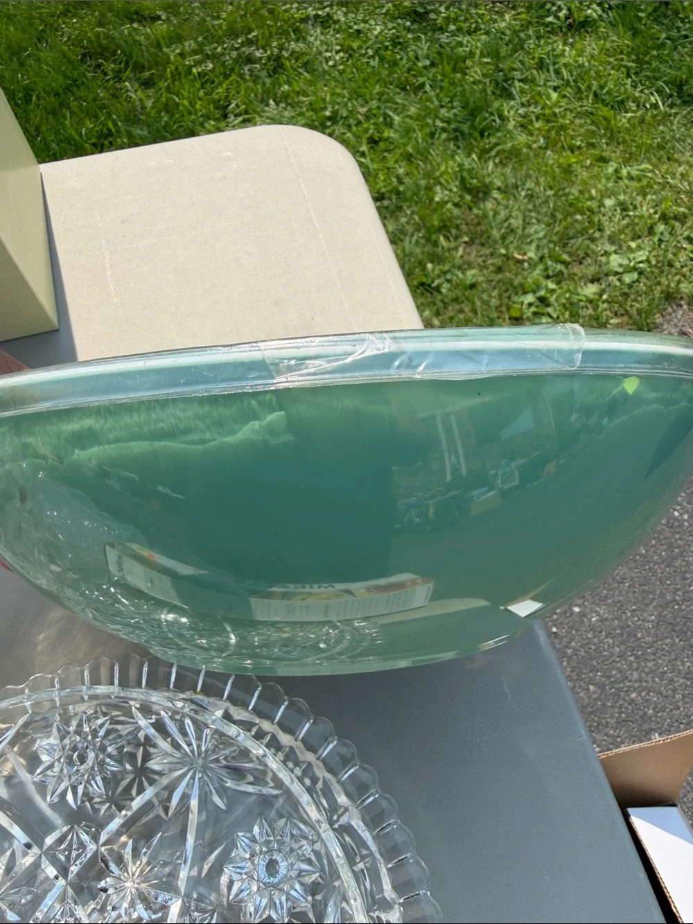 Tommy Bahama Leafy Teal and Green Salad Bowl with Servers